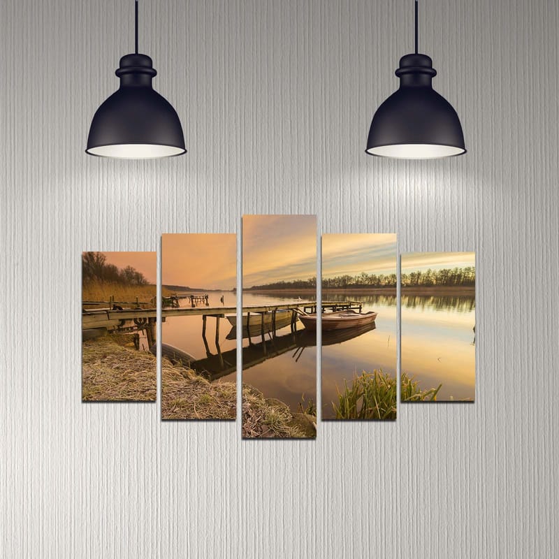 Dekorativ MDF-maleri 5-Dele 20x60 cm - Flerfarvet - Boligtilbehør - Billeder & kunst - Billeder på lærred