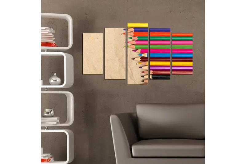 Dekorativ MDF-maleri 5-Dele 20x60 cm - Flerfarvet - Boligtilbehør - Billeder & kunst - Billeder på lærred