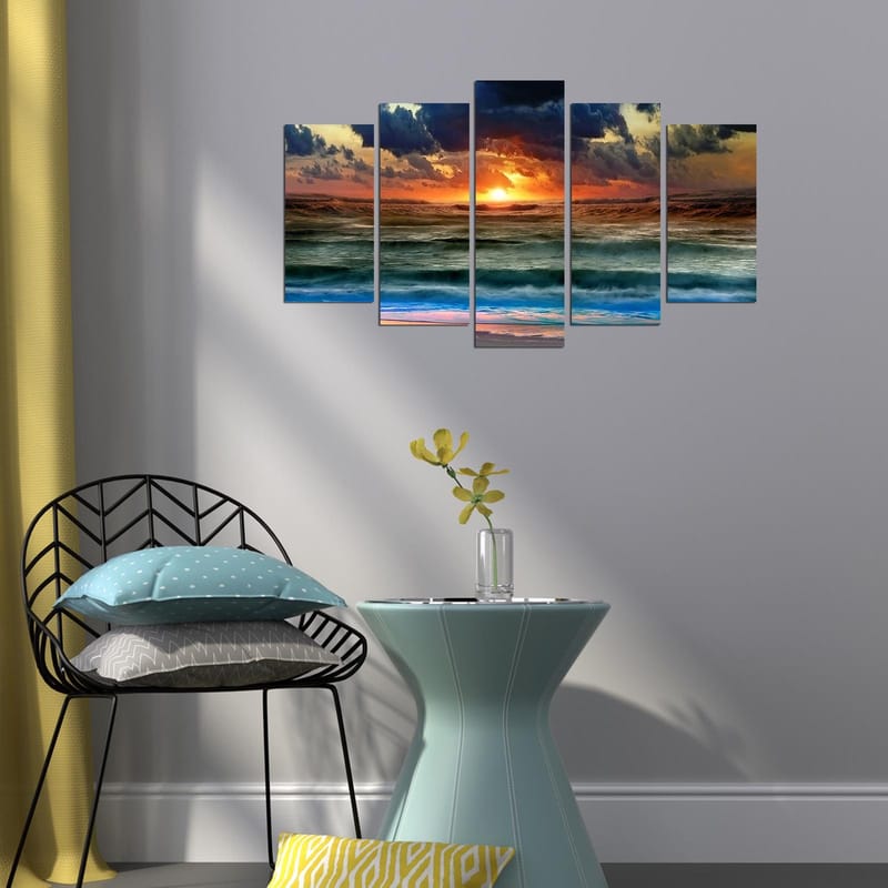 Dekorativ MDF-maleri 5-Dele 20x60 cm - Flerfarvet - Boligtilbehør - Billeder & kunst - Billeder på lærred