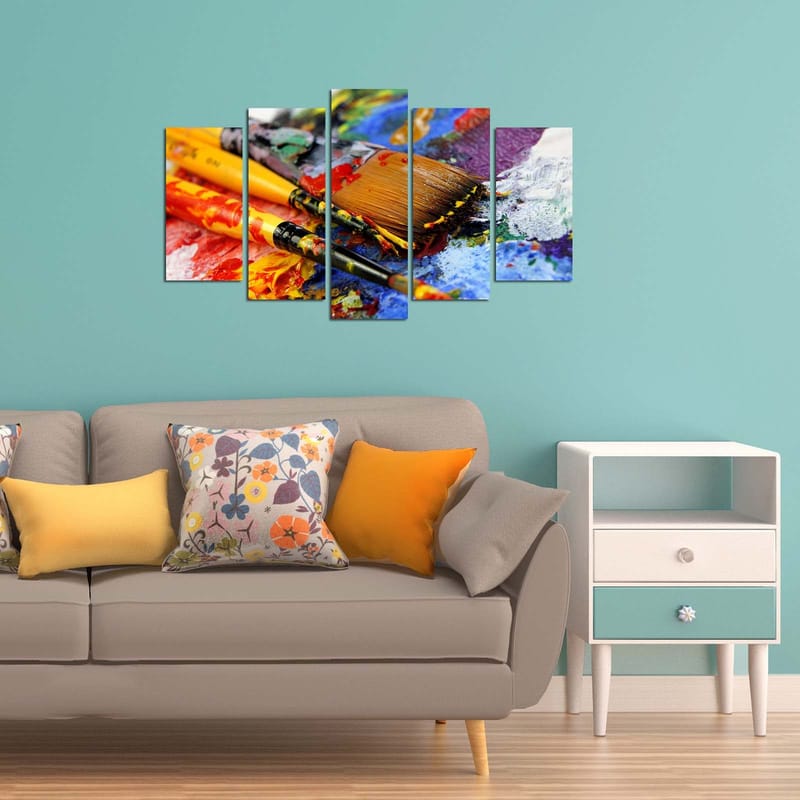 Dekorativ MDF-maleri 5-Dele 20x60 cm - Flerfarvet - Boligtilbehør - Billeder & kunst - Billeder på lærred