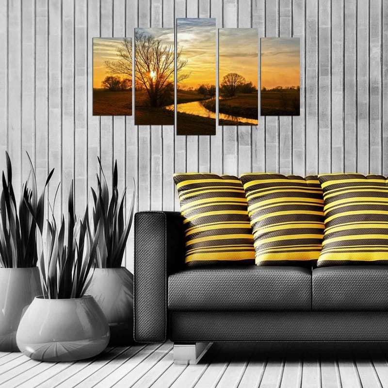 Dekorativ MDF-maleri 5-Dele 20x60 cm - Flerfarvet - Boligtilbehør - Billeder & kunst - Billeder på lærred