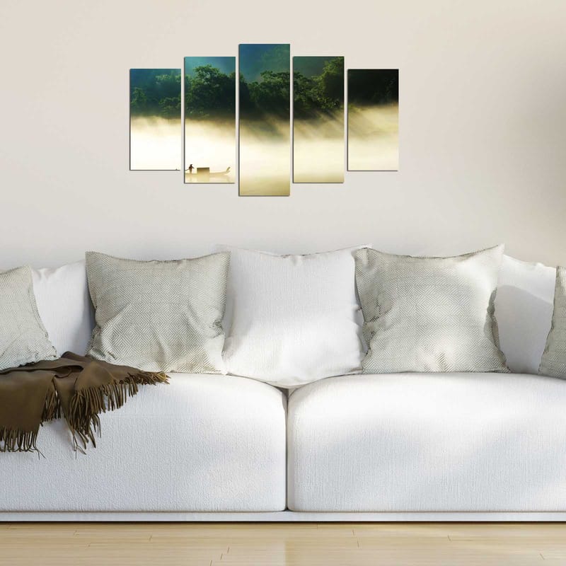 Dekorativ MDF-maleri 5-Dele 20x60 cm - Flerfarvet - Boligtilbehør - Billeder & kunst - Billeder på lærred