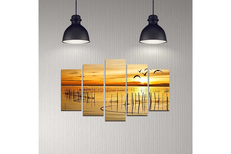 Dekorativ MDF-maleri 5-Dele 20x60 cm - Flerfarvet - Boligtilbehør - Billeder & kunst - Billeder på lærred