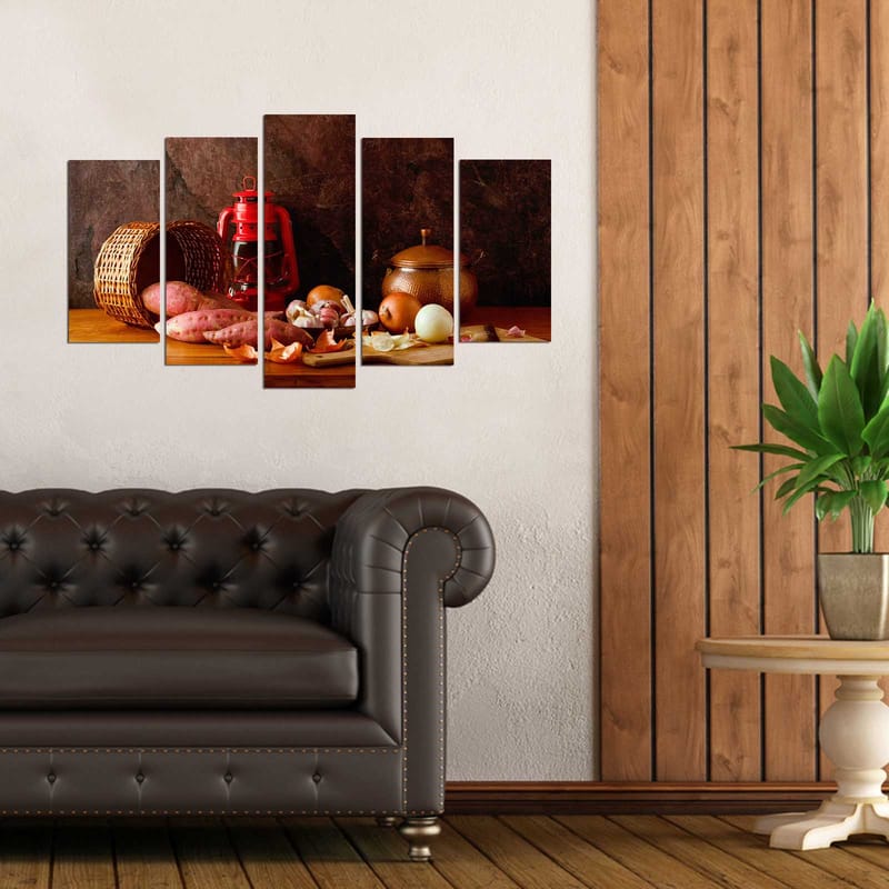 Dekorativ MDF-maleri 5-Dele 20x60 cm - Flerfarvet - Boligtilbehør - Billeder & kunst - Billeder på lærred