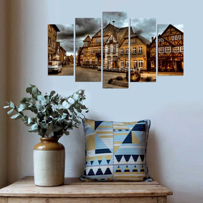 Dekorativ MDF-maleri 5-Dele 20x60 cm - Flerfarvet - Boligtilbehør - Billeder & kunst - Billeder på lærred