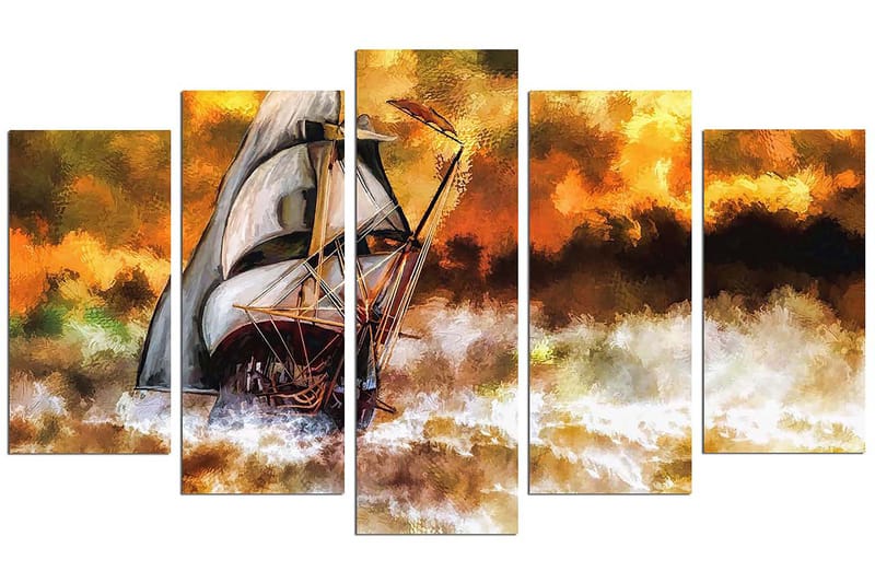 Dekorativ MDF-maleri 5-Dele 20x60 cm - Flerfarvet - Boligtilbehør - Billeder & kunst - Billeder på lærred