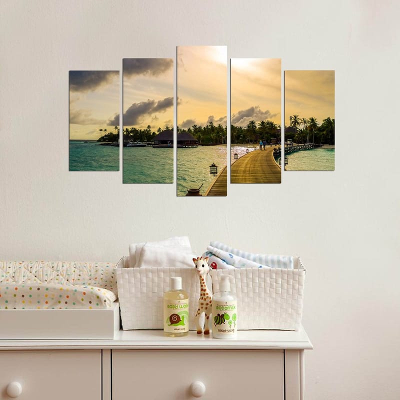 Dekorativ MDF-maleri 5-Dele 20x60 cm - Flerfarvet - Boligtilbehør - Billeder & kunst - Billeder på lærred