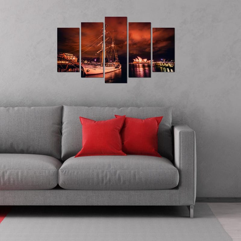 Dekorativ MDF-maleri 5-Dele 20x60 cm - Flerfarvet - Boligtilbehør - Billeder & kunst - Billeder på lærred