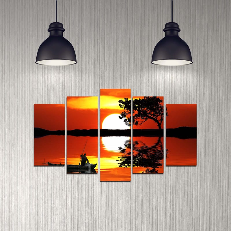 Dekorativ MDF-maleri 5-Dele 20x60 cm - Flerfarvet - Boligtilbehør - Billeder & kunst - Billeder på lærred