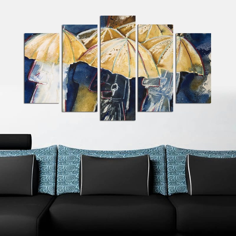 Dekorativ MDF-maleri 5-Dele 20x60 cm - Flerfarvet - Boligtilbehør - Billeder & kunst - Billeder på lærred