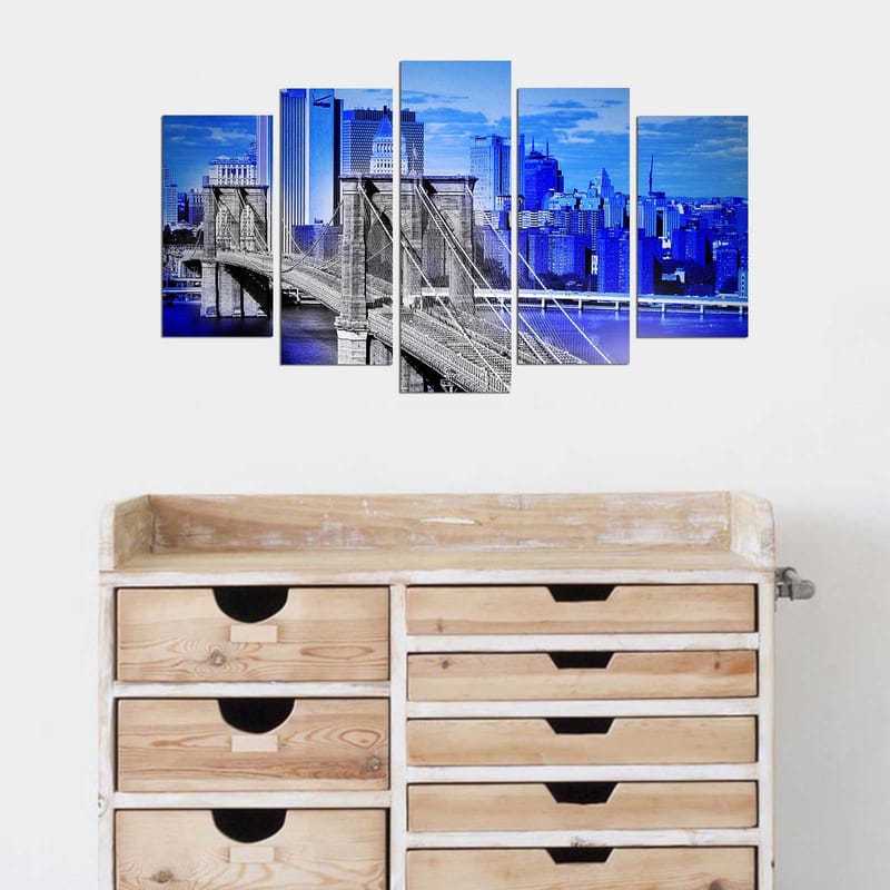 Dekorativ MDF-maleri 5-Dele 20x60 cm - Flerfarvet - Boligtilbehør - Billeder & kunst - Billeder på lærred