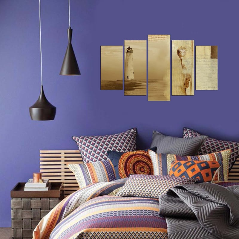 Dekorativ MDF-maleri 5-Dele 20x60 cm - Flerfarvet - Boligtilbehør - Billeder & kunst - Billeder på lærred