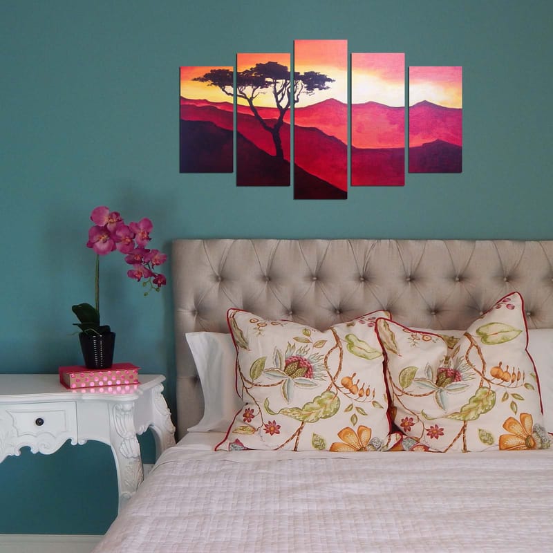 Dekorativ MDF-maleri 5-Dele 20x60 cm - Flerfarvet - Boligtilbehør - Billeder & kunst - Billeder på lærred