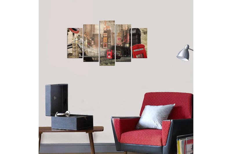 Dekorativ MDF-maleri 5-Dele 20x60 cm - Flerfarvet - Boligtilbehør - Billeder & kunst - Billeder på lærred