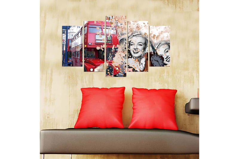 Dekorativ MDF-maleri 5-Dele 20x60 cm - Flerfarvet - Boligtilbehør - Billeder & kunst - Billeder på lærred