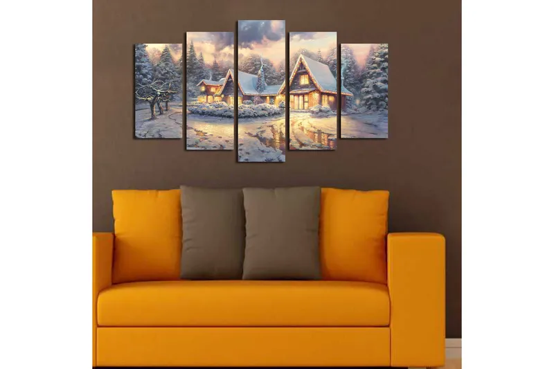 Dekorativ MDF-maleri 5-Dele 20x60 cm - Flerfarvet - Boligtilbehør - Billeder & kunst - Billeder på lærred