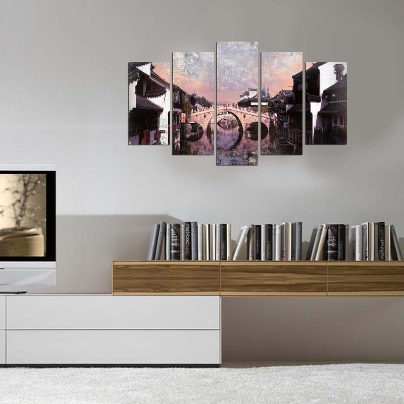 Dekorativ MDF-maleri 5-Dele 20x60 cm - Flerfarvet - Boligtilbehør - Billeder & kunst - Billeder på lærred