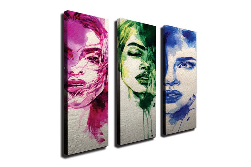 Dekorativt Canvas Maleri 3 Dele - Flerfarvet - Boligtilbehør - Billeder & kunst - Billeder på lærred