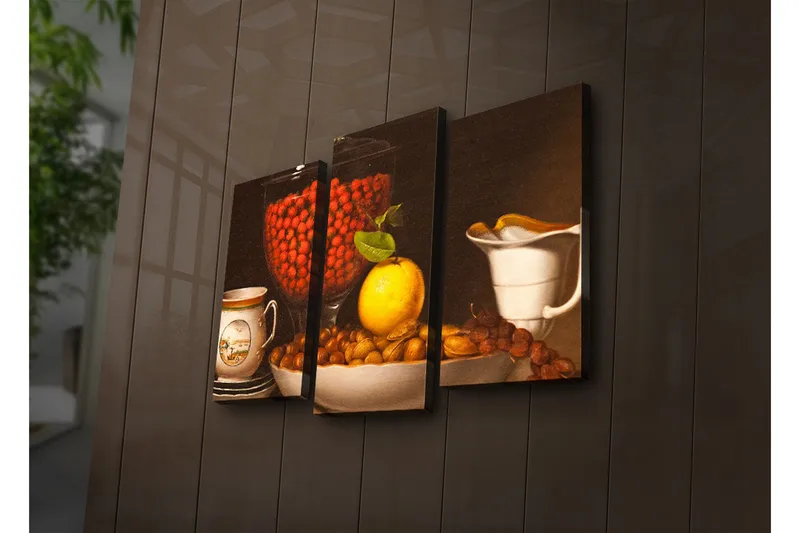 Dekorativt Canvas Maleri LED-belysning 3 Dele - Flerfarvet - Boligtilbehør - Billeder & kunst - Billeder på lærred