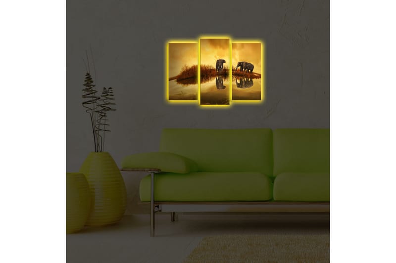 Dekorativt Canvas Maleri LED-belysning 3 Dele - Flerfarvet - Billeder på lærred