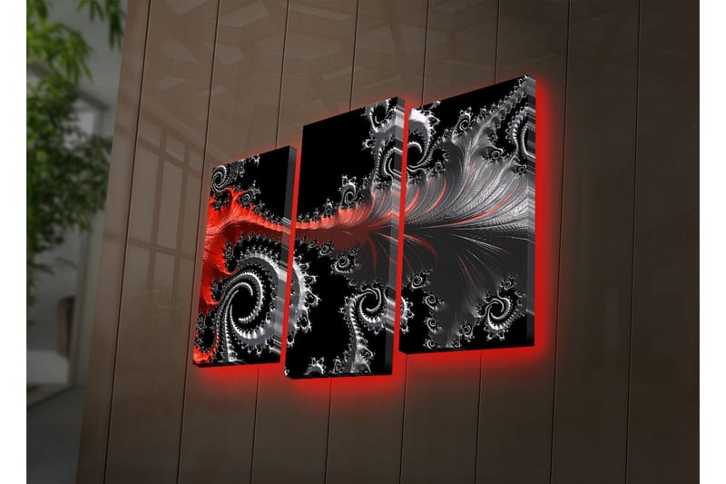 Dekorativt Canvas Maleri LED-belysning 3 Dele - Flerfarvet - Boligtilbehør - Billeder & kunst - Billeder på lærred