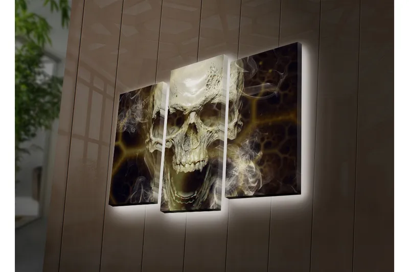 Dekorativt Canvas Maleri LED-belysning 3 Dele - Flerfarvet - Boligtilbehør - Billeder & kunst - Billeder på lærred