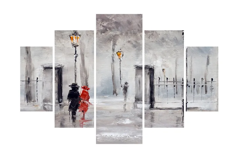 Dekorativt MDF-Maleri 5 Dele - Flerfarvet - Boligtilbehør - Billeder & kunst - Billeder på lærred