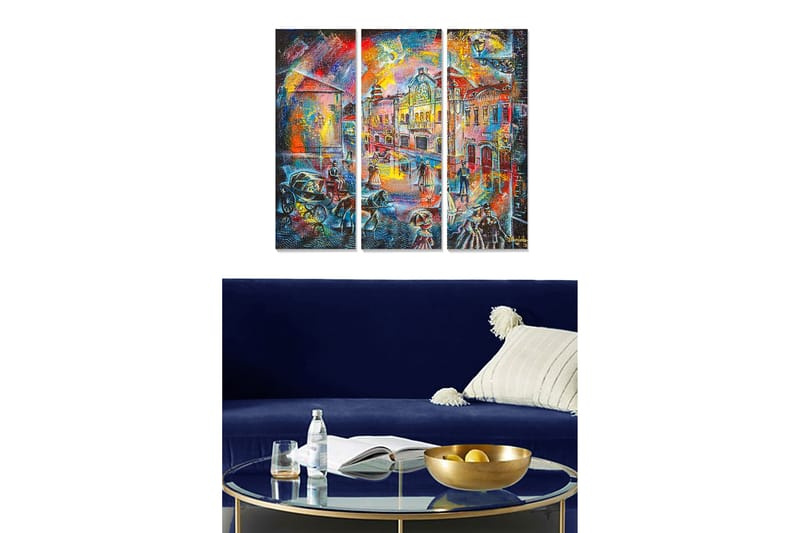 Fototapet Abstrakt 3 stk Flerfarvet - 22x05 cm - Boligtilbehør - Billeder & kunst - Billeder på lærred