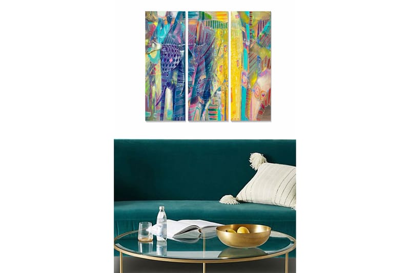 Fototapet Abstrakt 3 stk Flerfarvet - 22x05 cm - Boligtilbehør - Billeder & kunst - Billeder på lærred