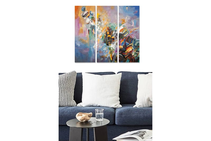 Fototapet Abstrakt 3 stk Flerfarvet - 22x05 cm - Boligtilbehør - Billeder & kunst - Billeder på lærred