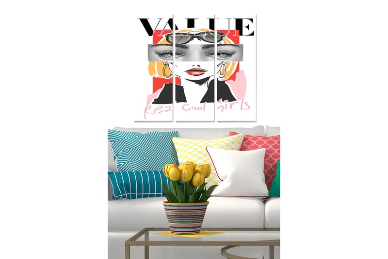 Fototapet Abstrakt 3 stk Flerfarvet, 22x05 cm