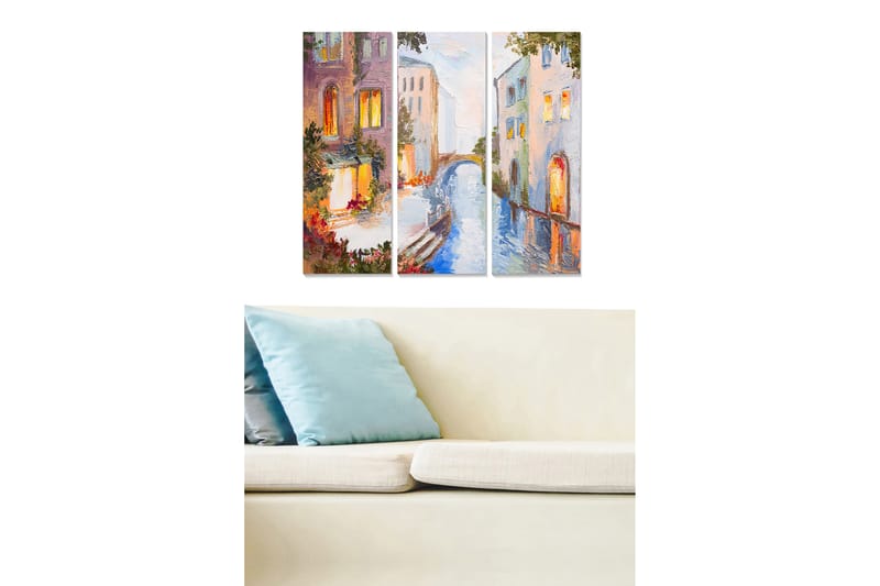 Fototapet City 3 stk Flerfarvet - 22x05 cm - Boligtilbehør - Billeder & kunst - Billeder på lærred