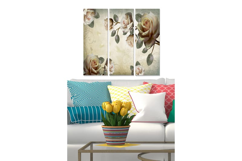 Fototapet Floral 3 stk Flerfarvet - 22x05 cm - Boligtilbehør - Billeder & kunst - Billeder på lærred