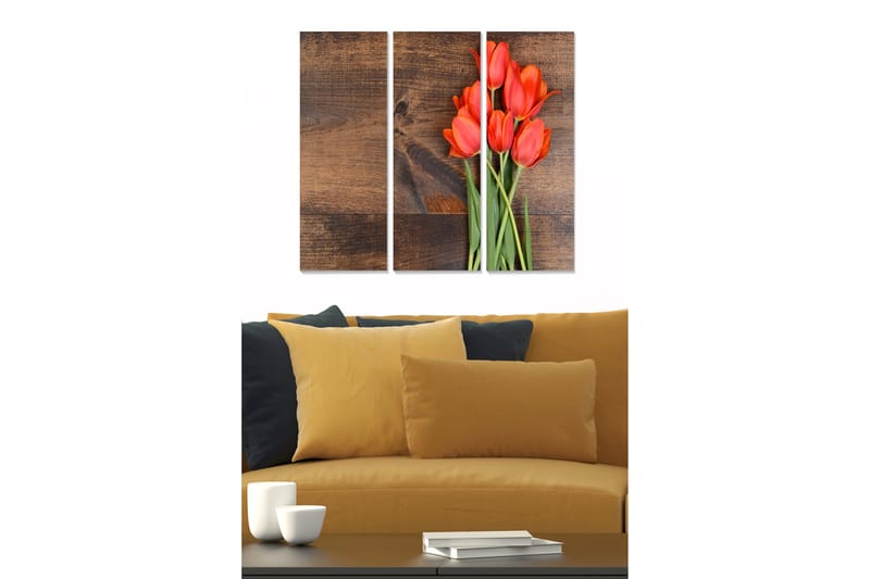 Fototapet Floral 3 stk Flerfarvet - 22x05 cm - Boligtilbehør - Billeder & kunst - Billeder på lærred