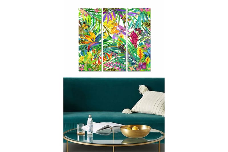Fototapet Floral 3 stk Flerfarvet - 22x05 cm - Boligtilbehør - Billeder & kunst - Billeder på lærred