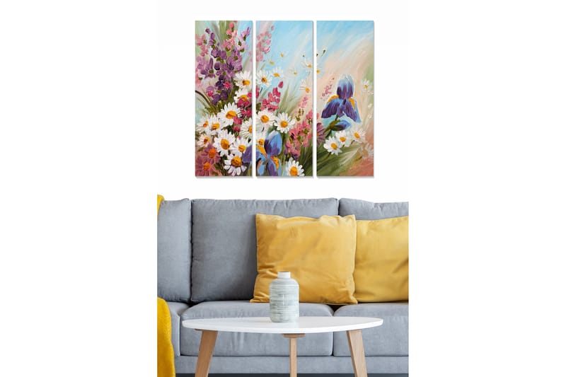 Fototapet Floral 3 stk Flerfarvet - 22x05 cm - Billeder på lærred
