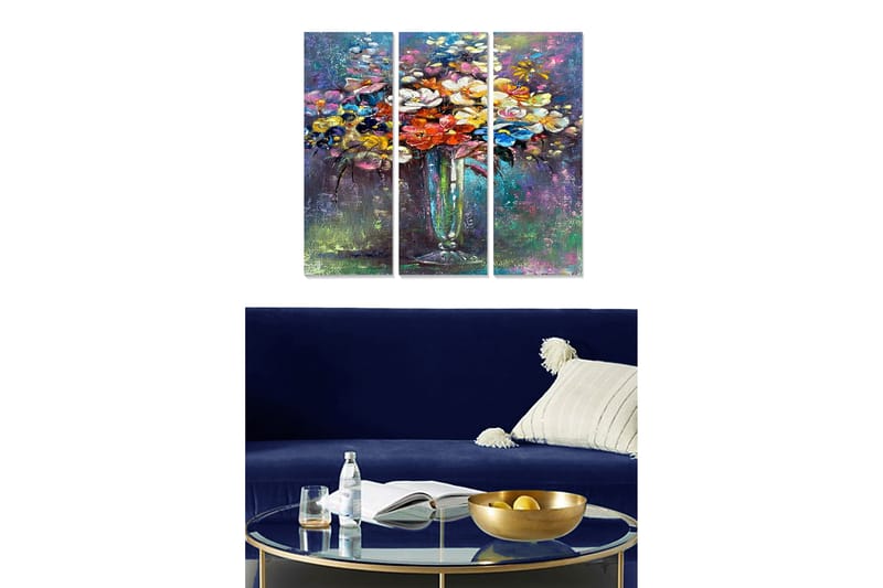 Fototapet Floral 3 stk Flerfarvet - 22x05 cm - Boligtilbehør - Billeder & kunst - Billeder på lærred