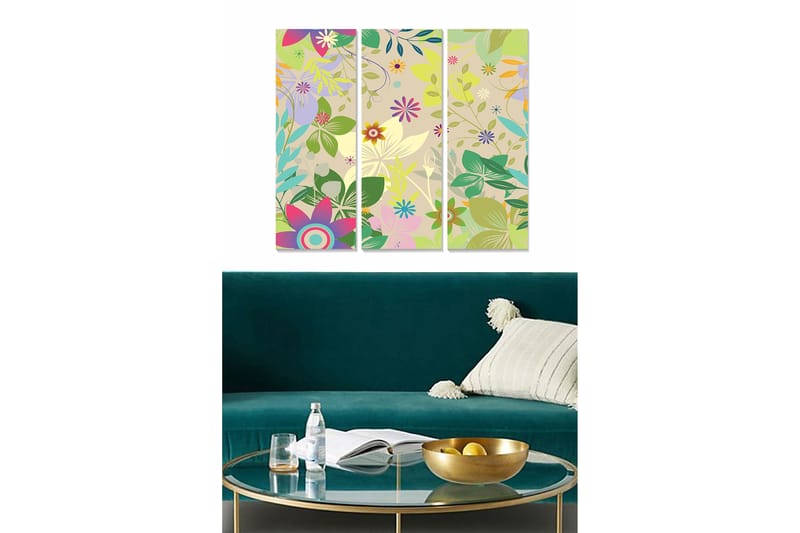 Fototapet Floral 3 stk Flerfarvet - 22x05 cm - Boligtilbehør - Billeder & kunst - Billeder på lærred