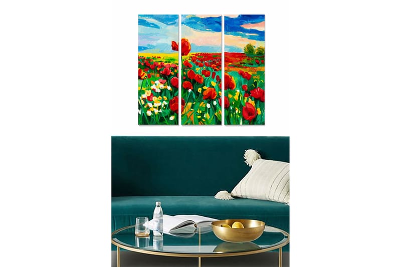 Fototapet Floral 3 stk Flerfarvet - 22x05 cm - Boligtilbehør - Billeder & kunst - Billeder på lærred