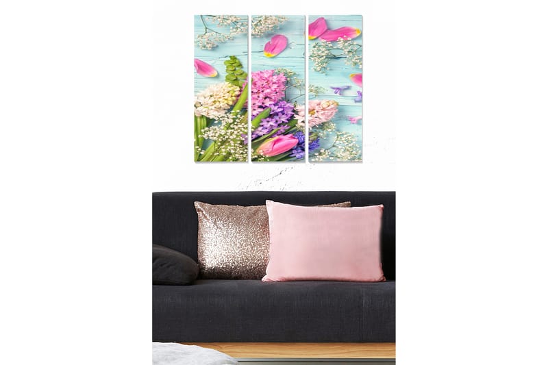Fototapet Floral 3 stk Flerfarvet - 22x05 cm - Boligtilbehør - Billeder & kunst - Billeder på lærred