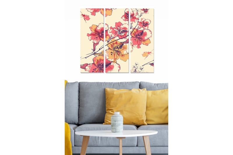 Fototapet Floral 3 stk Flerfarvet - 22x05 cm - Boligtilbehør - Billeder & kunst - Billeder på lærred