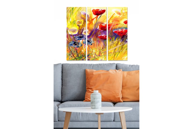Fototapet Floral 3 stk Flerfarvet - 22x05 cm - Boligtilbehør - Billeder & kunst - Billeder på lærred