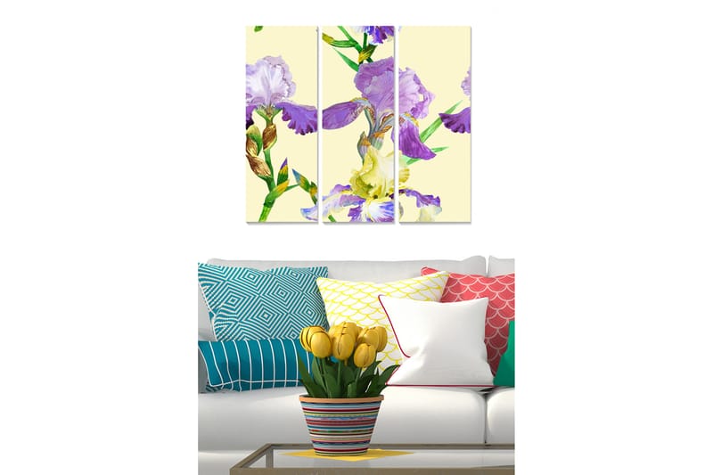 Fototapet Floral 3 stk Flerfarvet - 22x05 cm - Boligtilbehør - Billeder & kunst - Billeder på lærred