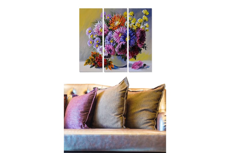 Fototapet Floral 3 stk Flerfarvet - 22x05 cm - Boligtilbehør - Billeder & kunst - Billeder på lærred
