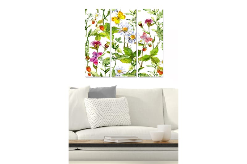 Fototapet Floral 3 stk Flerfarvet - 22x05 cm - Boligtilbehør - Billeder & kunst - Billeder på lærred