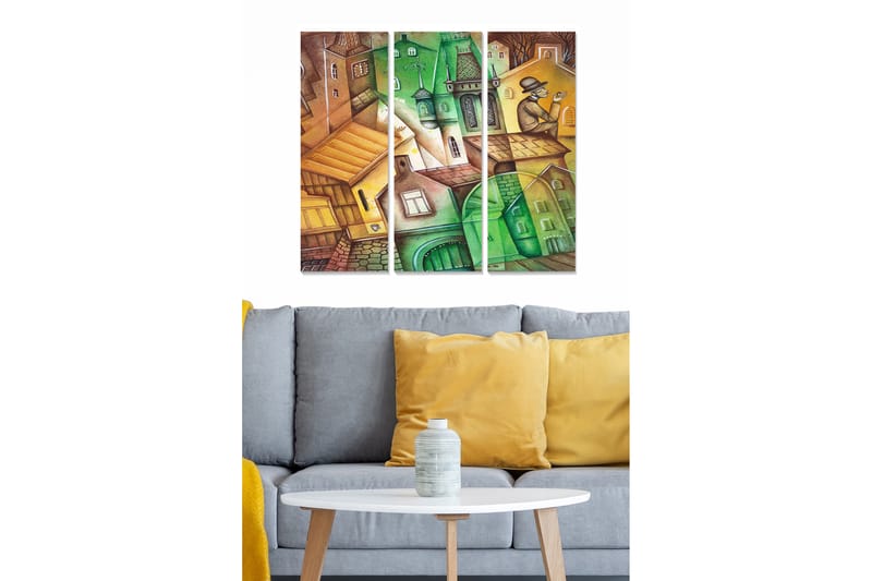 Fototapet Geometrisk 3 stk Flerfarvet - 22x05 cm - Boligtilbehør - Billeder & kunst - Billeder på lærred