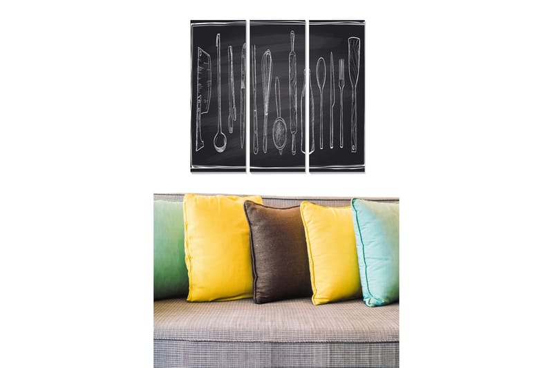 Fototapet Køkken 3 stk Flerfarvet - 22x05 cm - Boligtilbehør - Billeder & kunst - Billeder på lærred