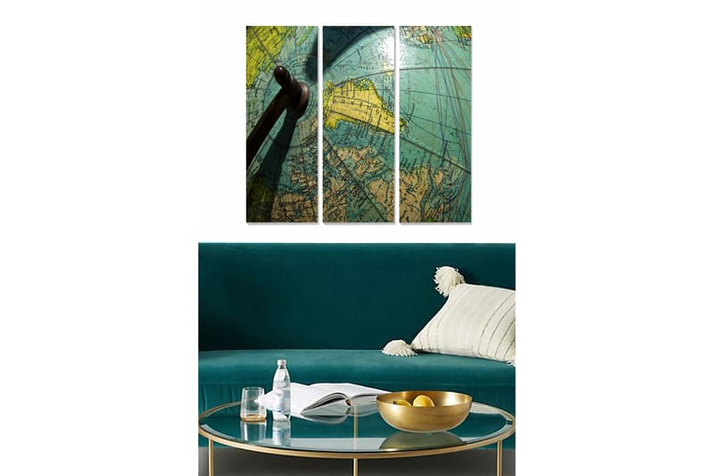 Fototapet Kort 3 stk Flerfarvet - 22x05 cm - Boligtilbehør - Billeder & kunst - Billeder på lærred