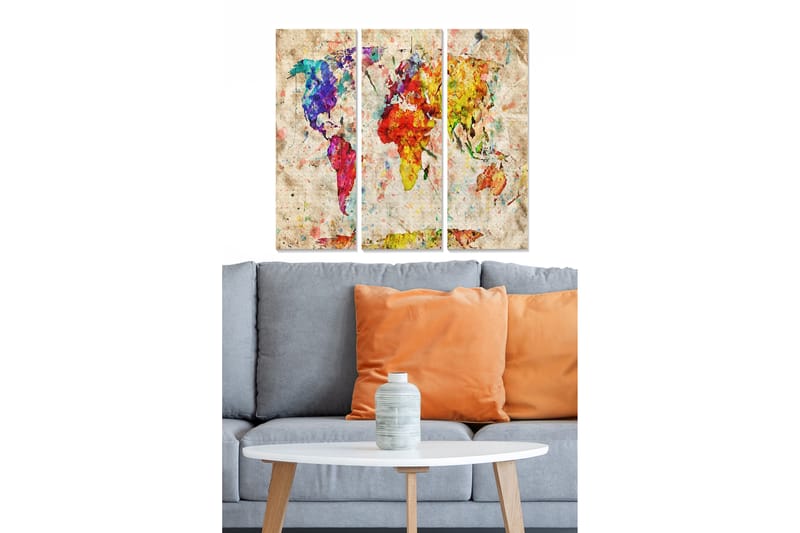 Fototapet Kort 3 stk Flerfarvet - 22x05 cm - Boligtilbehør - Billeder & kunst - Billeder på lærred