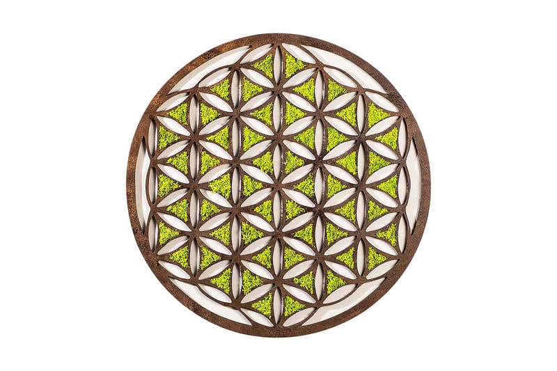 Geometric Canvasbillede, Grøn/Brun/Hvid